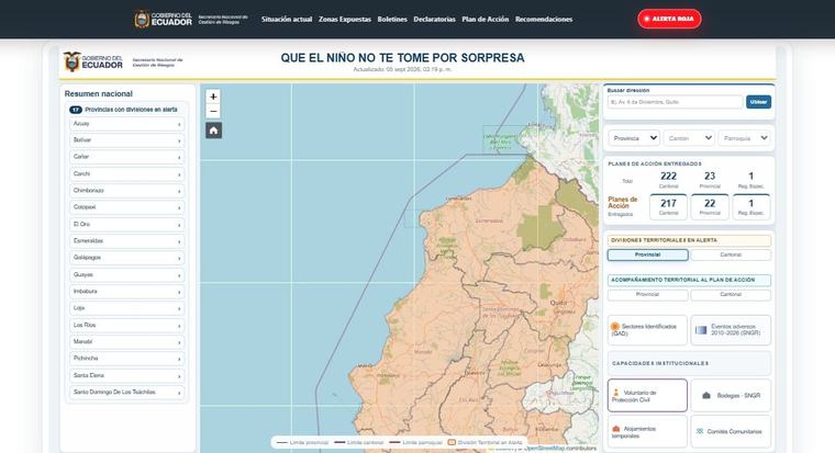 Gobierno lanza visualizador Alístate Ecuador para monitorear los efectos del fenómeno de El Niño