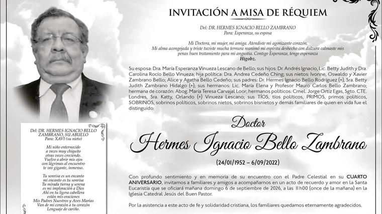 MISA DR HERMES IGNACIO BELLO ZAMBRANO