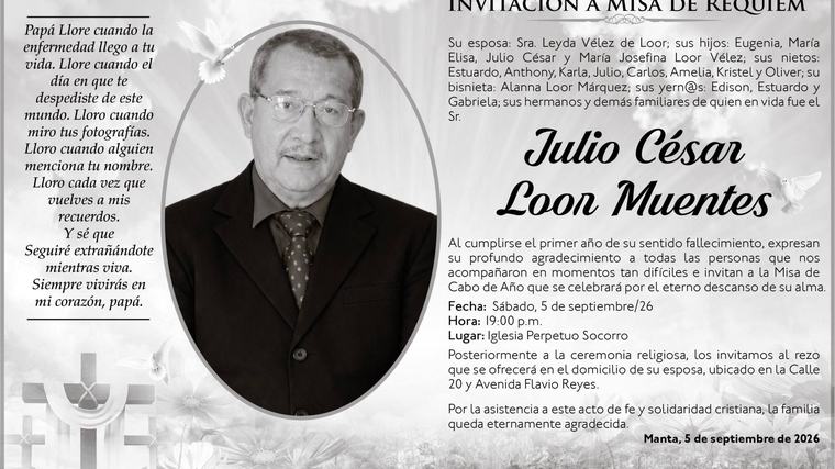 MISA JULIO CESAR LOOR HUENTES